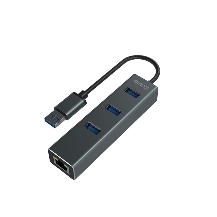 hub USB-A SAVIO AK-58 z trzema portami USB i gniazdem RJ-45